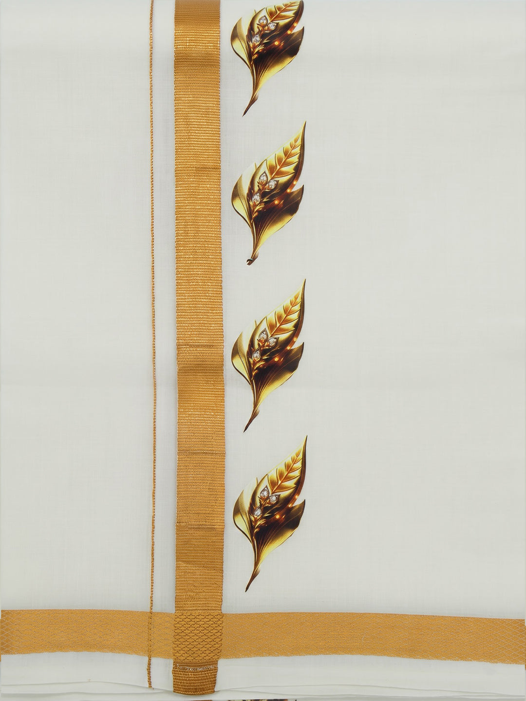 Double Layer Cotton Cream Dhoti with Colour Jari Border - GCC02