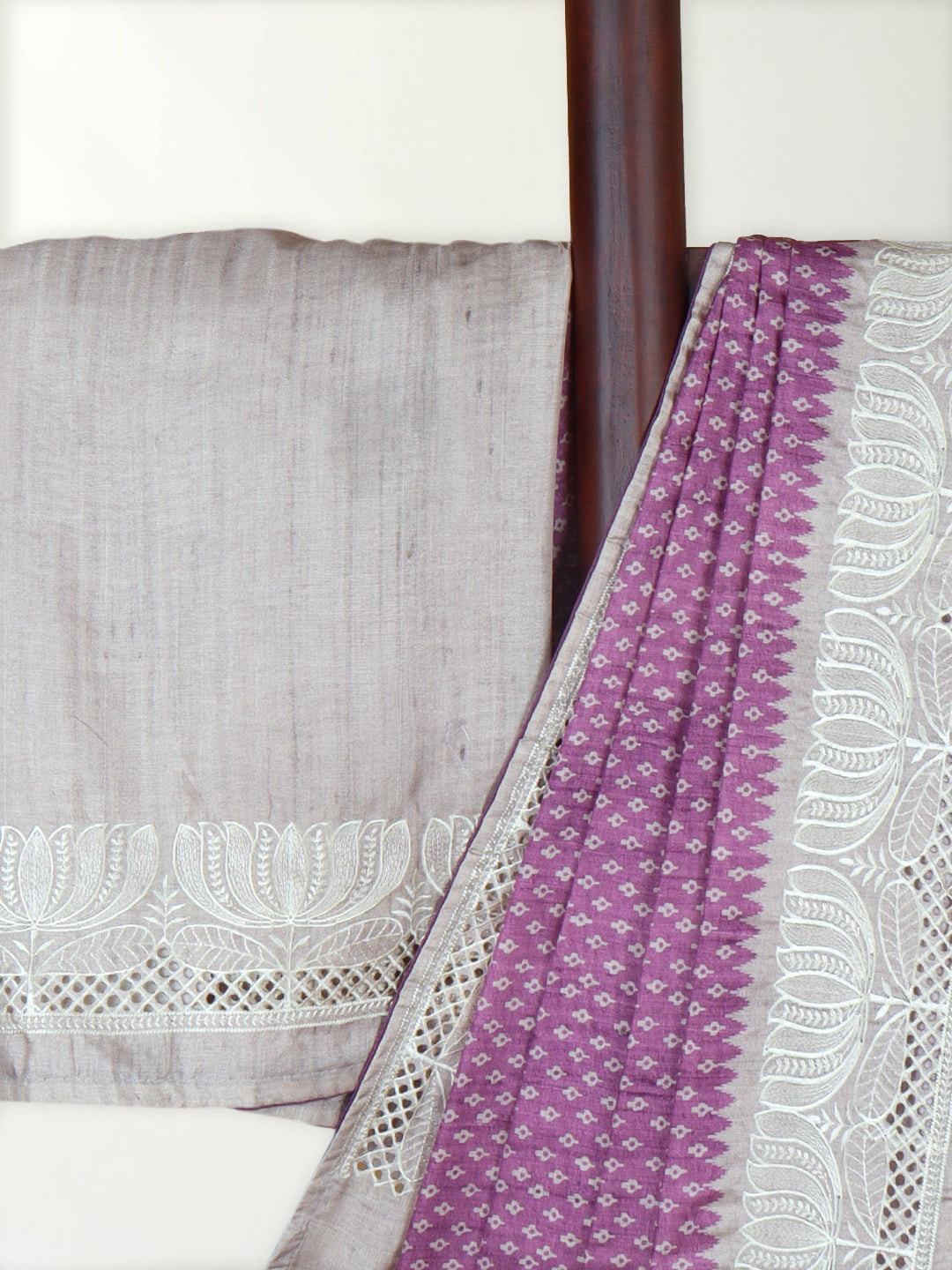 Women Violet Semi Tussar Saree ST279