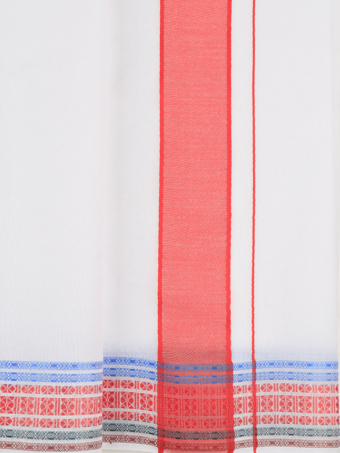 Men Cotton Red Fancy Border Panchakacham with Angavasthram Srirasthu(9+5) SR60