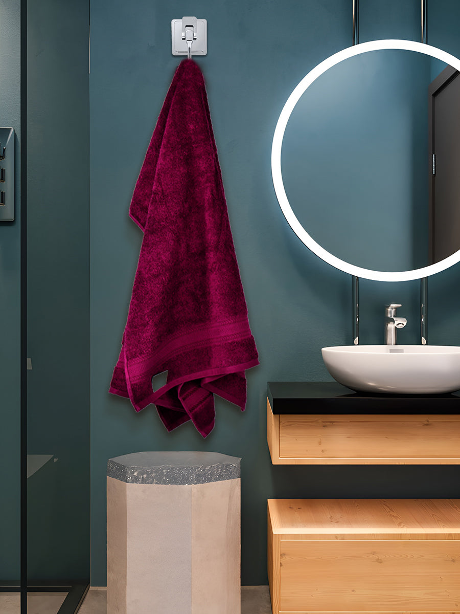 Premium Soft & Absorbent Cotton Bamboo Purple Terry Bath Towel BC5-view three