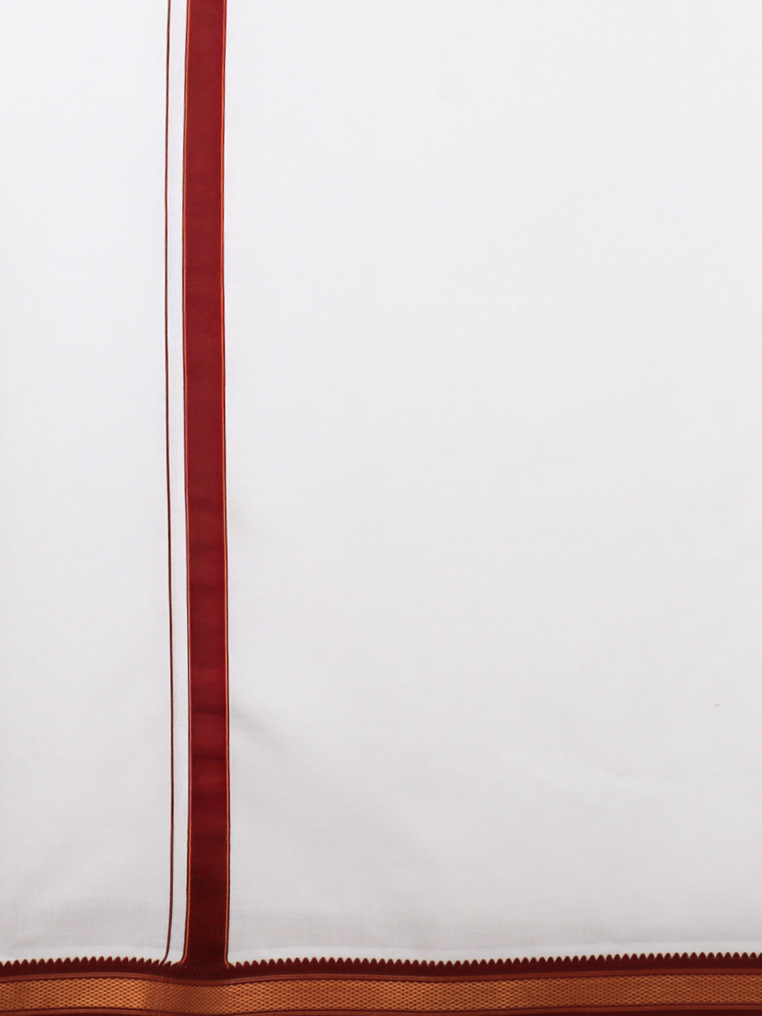 Men 100% Cotton Single Layer White Dhoti Mayilkhan Border Brindhavan