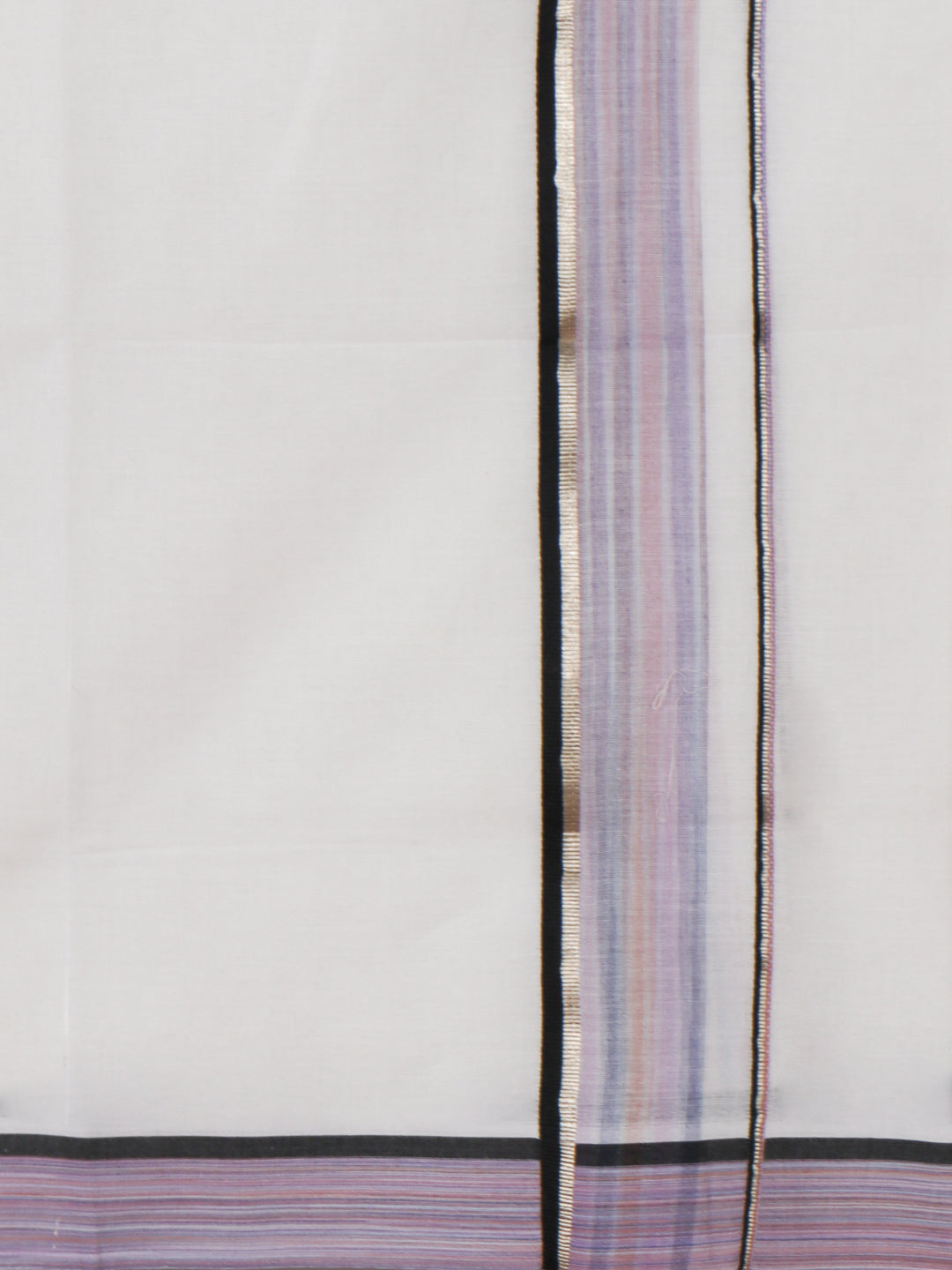 Men 100% Cotton Double Layer White Dhoti with Fancy Jari Border MJF06