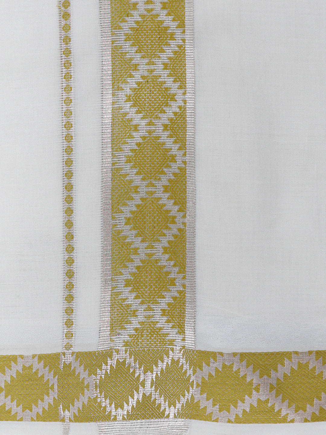 Double Layer 100% Cotton White Dhoti with Colour Jari Border - LC48