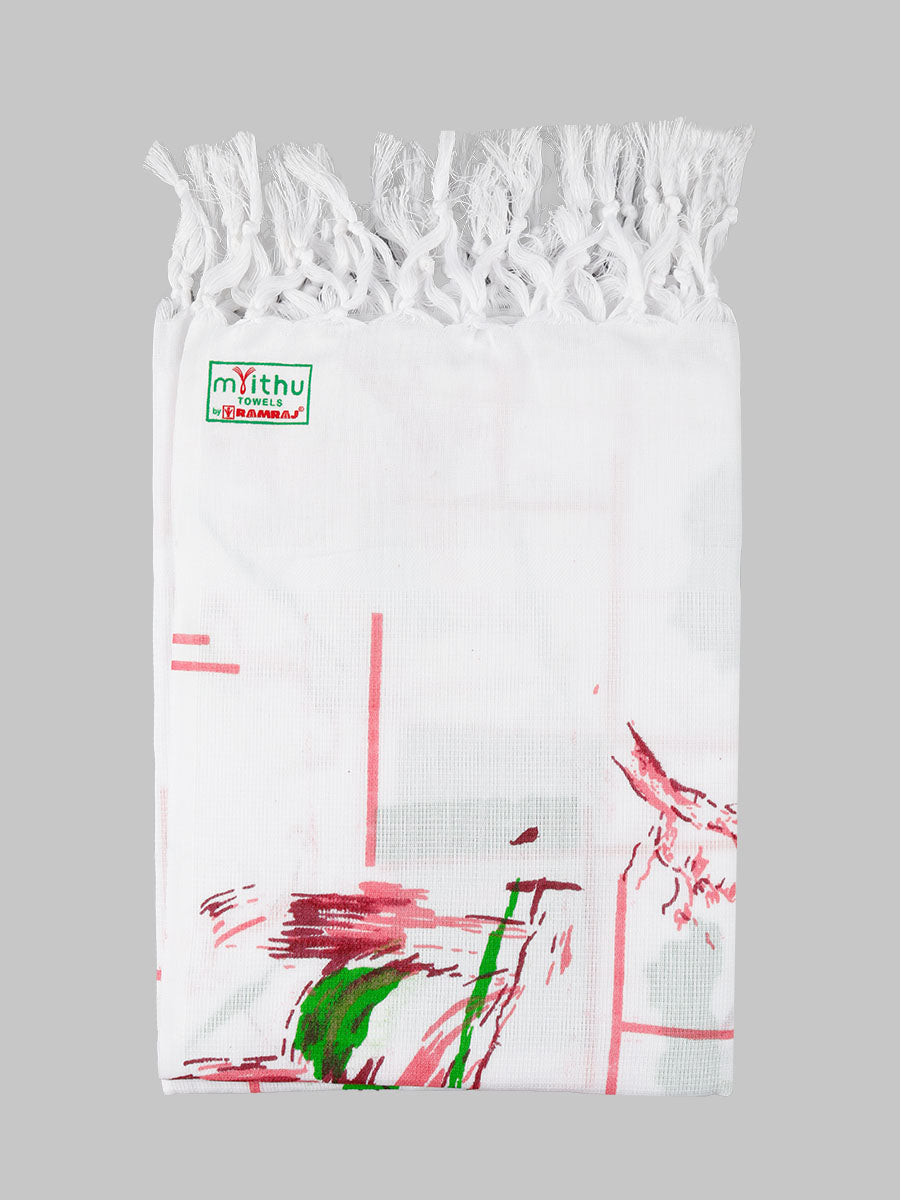 Cotton white Diamont Print Bath Towel-Design one