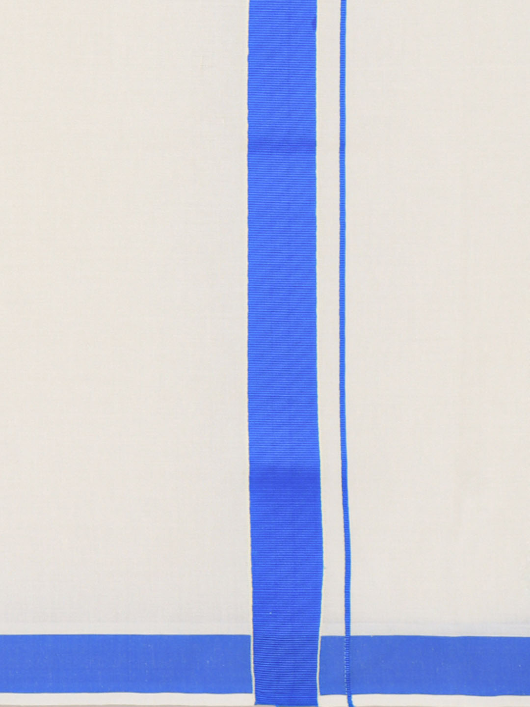Men Kora Cotton Single Layer Dhoti with Blue Border HKS02
