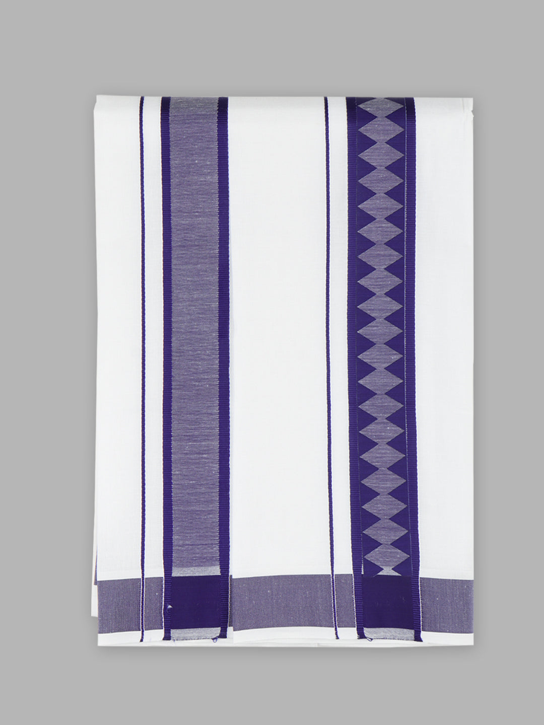 Men Cotton Blend Single Layer White Dhoti with Double Side Fancy Border HM 02