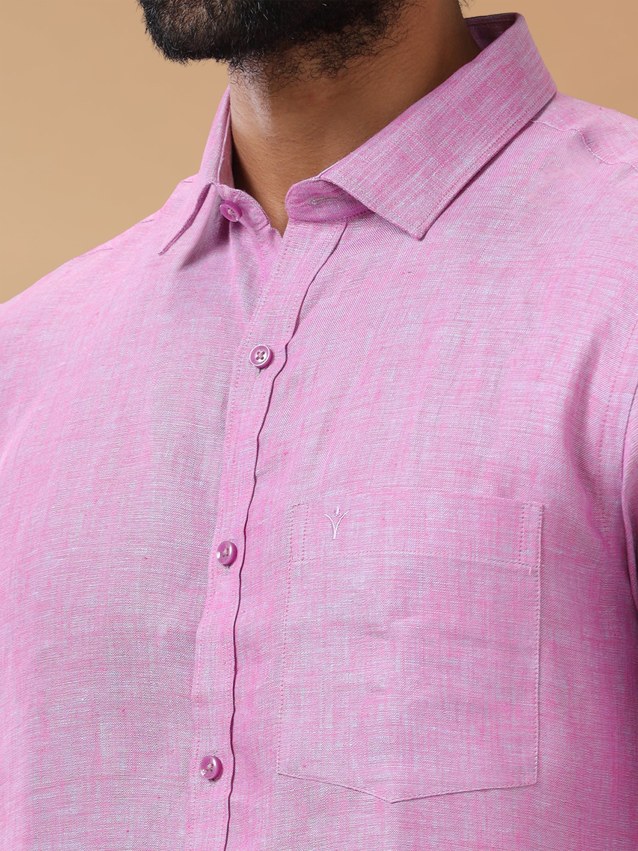Pure Linen Orchid Blue Smart Fit Shirt L79