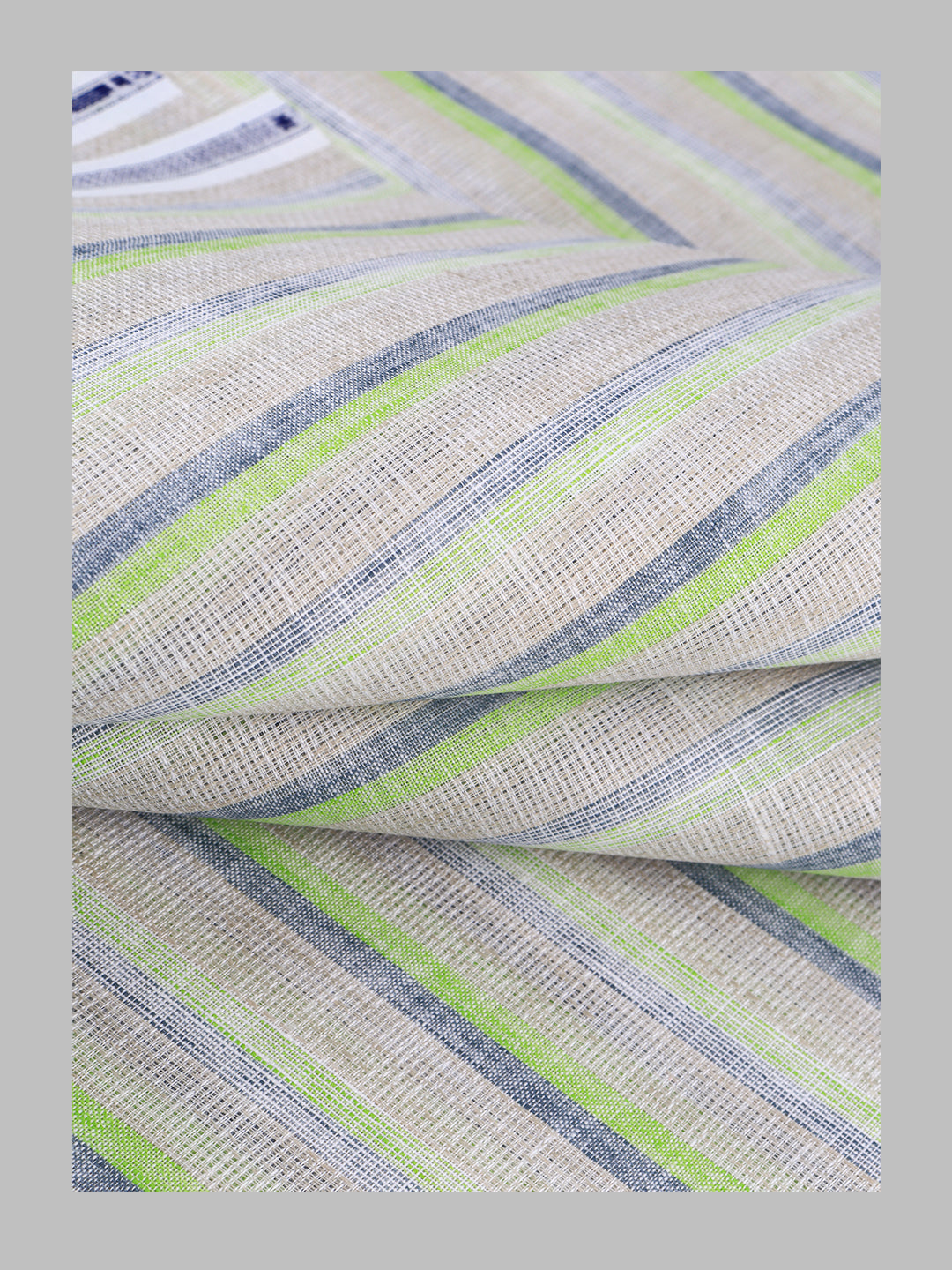 Men Cotton Rich Striped Shirt Fabric Green & Blue High Style