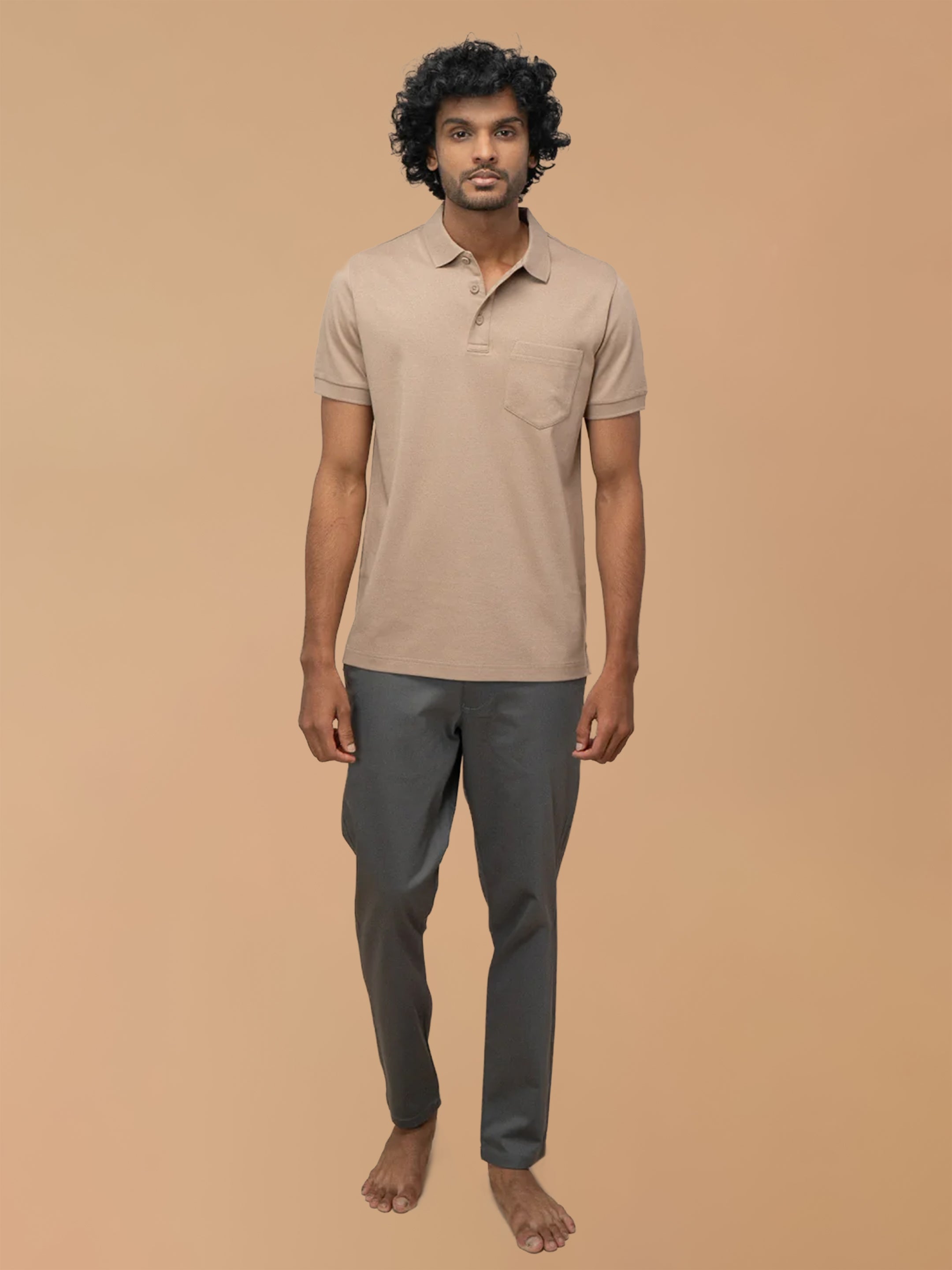 Extra Long Staple Cotton Polo Desert Beige