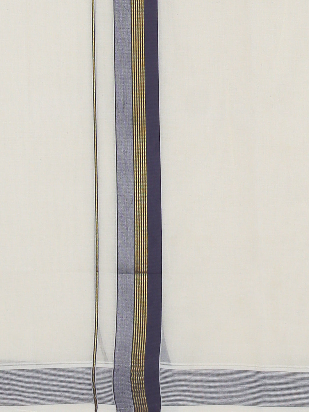 Men Kora Cotton Double Layer Dhoti with Grey Fancy Jari Border EGJ20