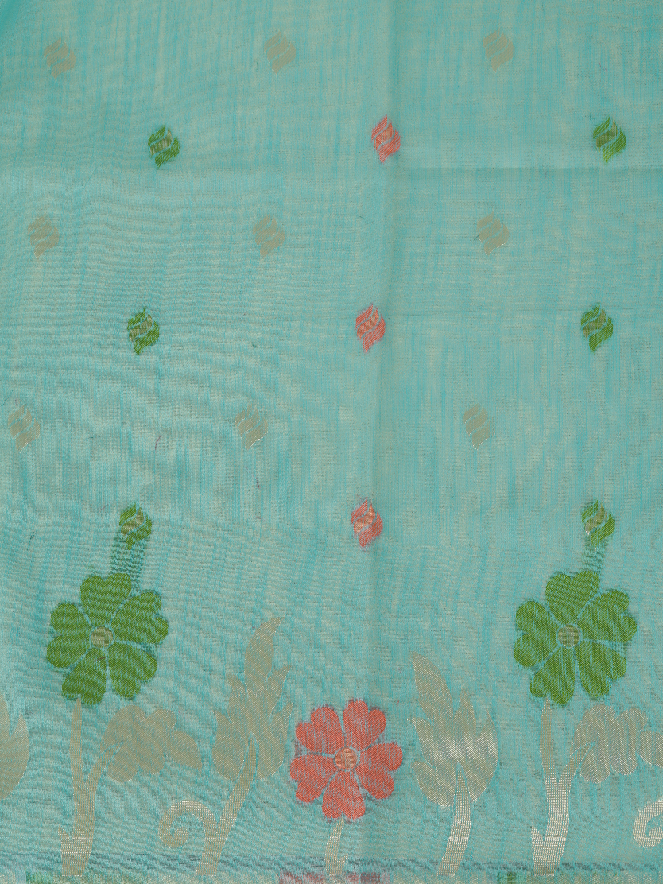 Women Aqua Blue Spun Poly Printed Saree SP10