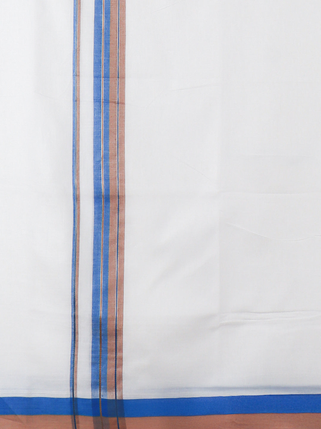 Men 100% Cotton Double Layer White Dhoti with Fancy Jari Border EJF9