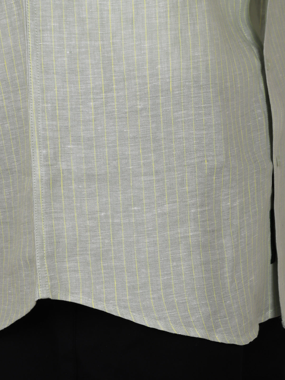 Men Pure Linen Striped Shirt Pale Green LS34