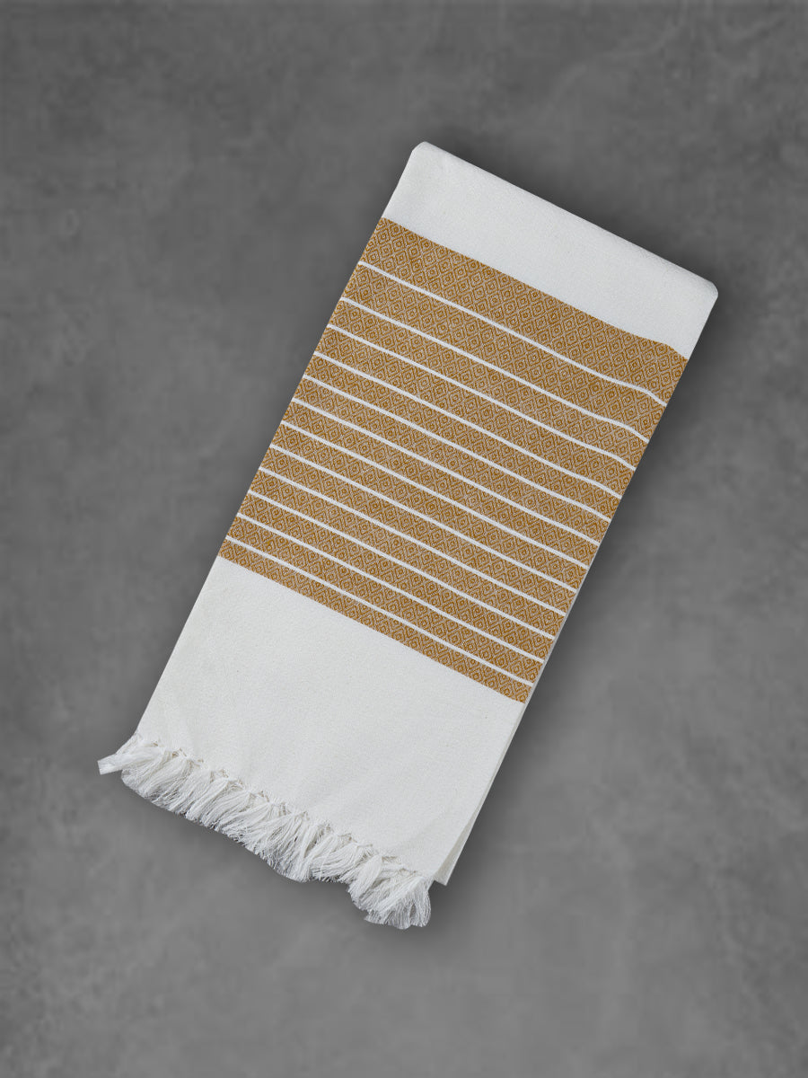 Comfort Cotton Quick Absorbent Diamond Design Bath Towel 1051-Golden brown