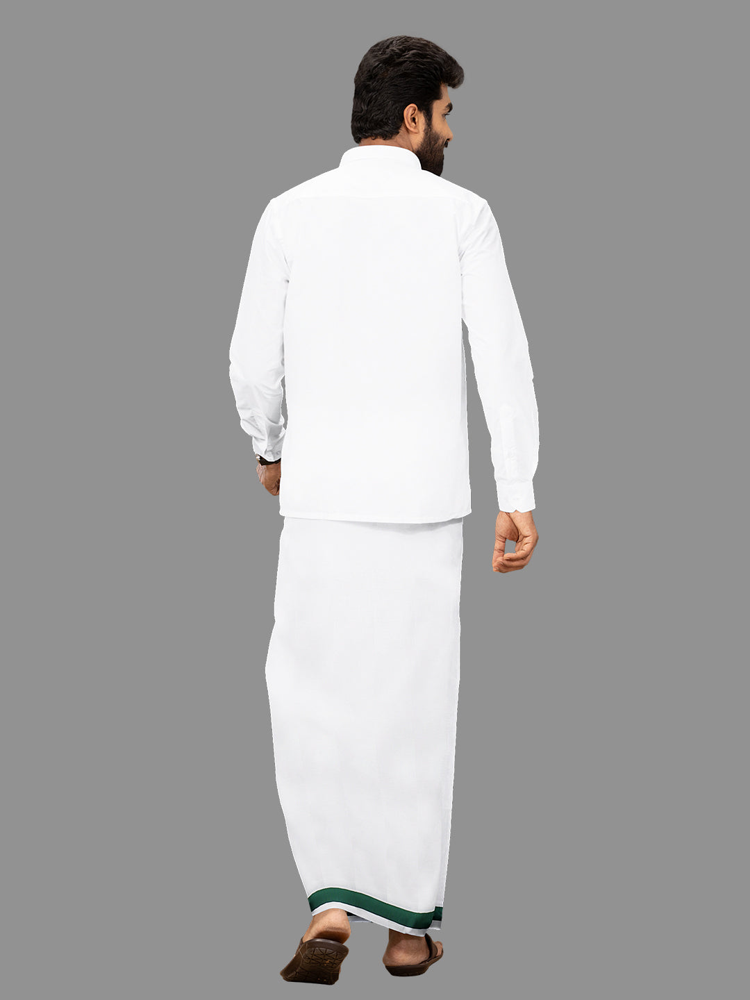 Men 100% Cotton Single Layer Dhoti with Assorted Border Image