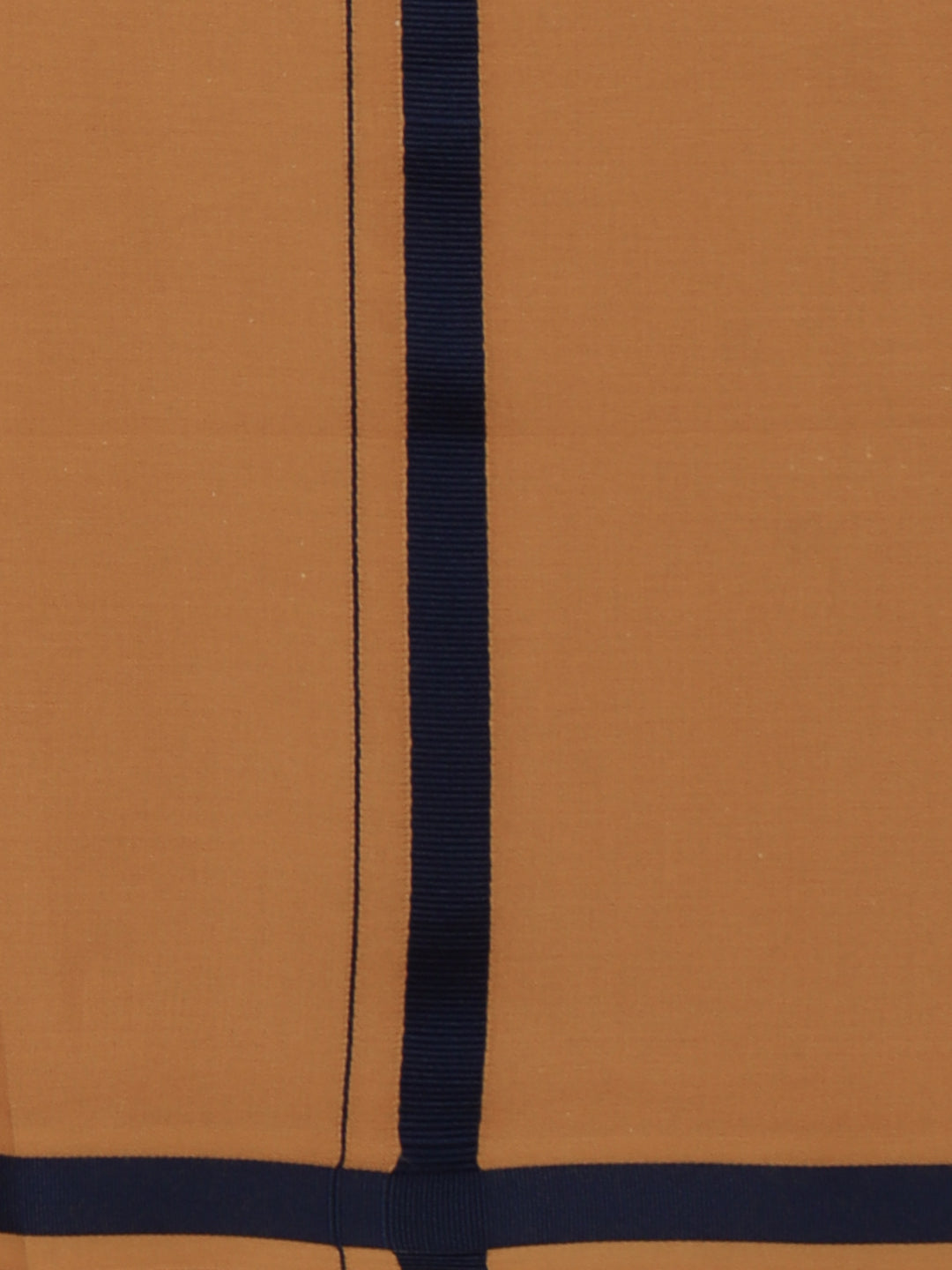 Men Cotton Blend Single Layer Kaavi Dhoti & Towel Set with Navy Border Poojan