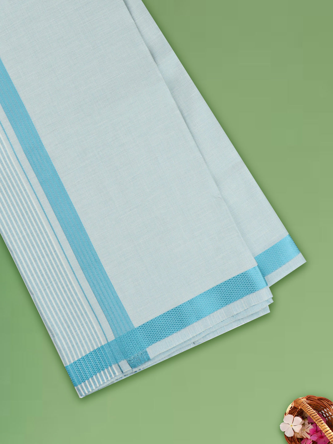 Men Tissue Cyan Dhoti & Shirting Set Celebrity Set