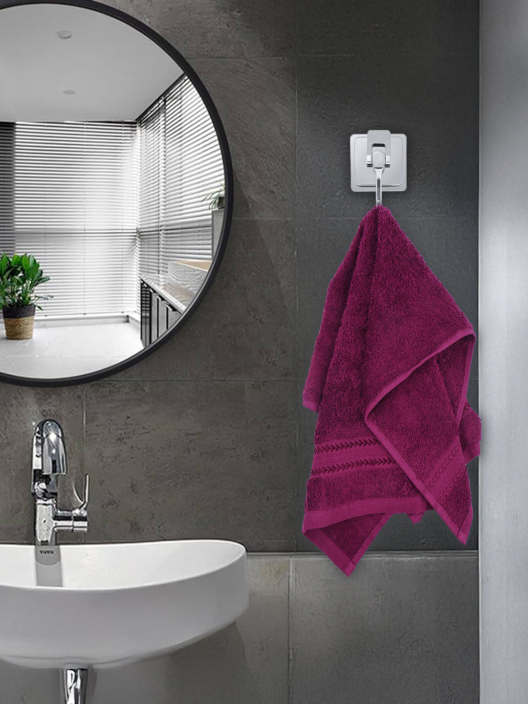 Bamboo Cotton Terry Hand Towel Purple HC5 (Pack of 2)