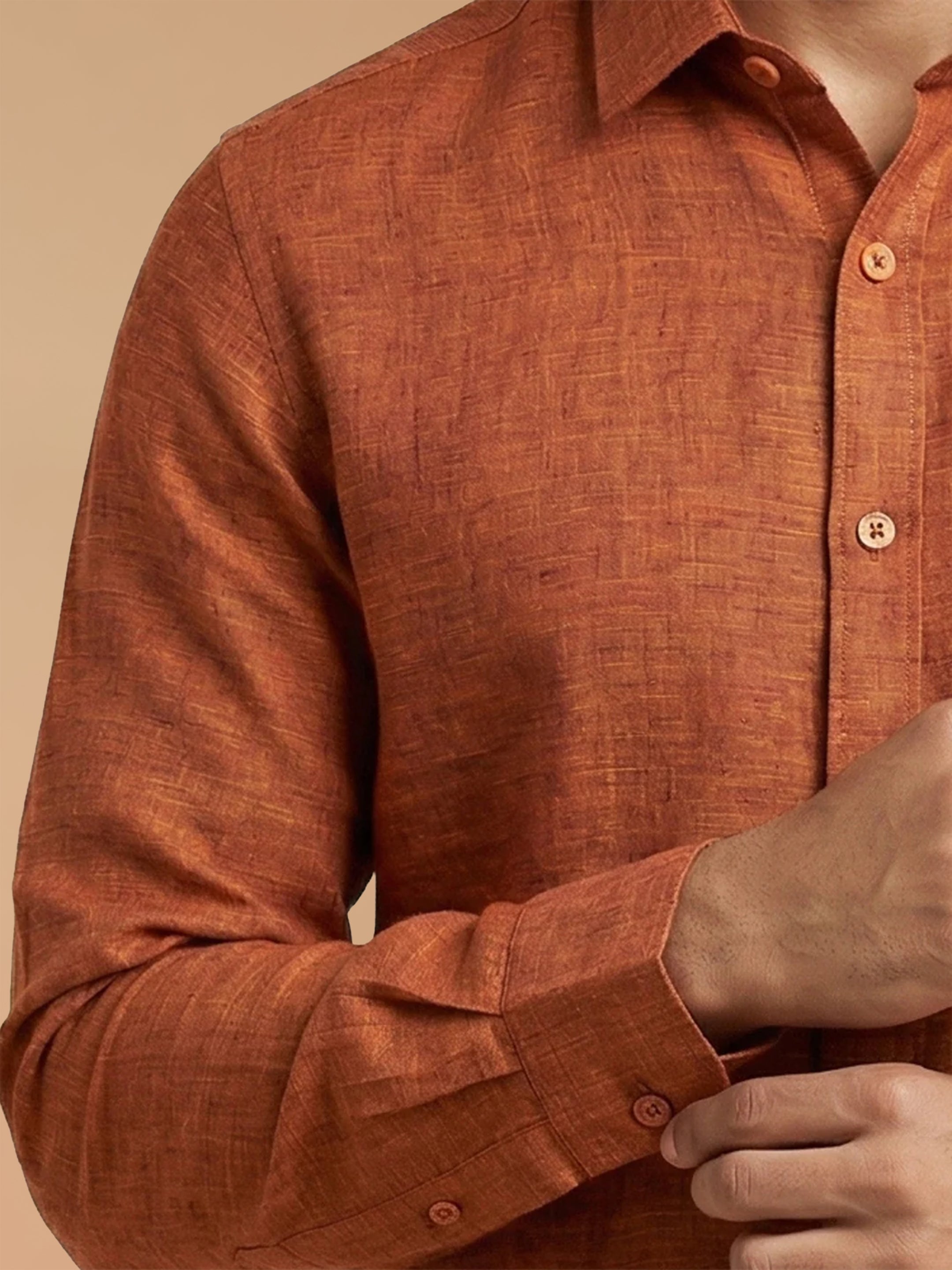 Pure Linen Strong Orange Smart Fit Shirt L90