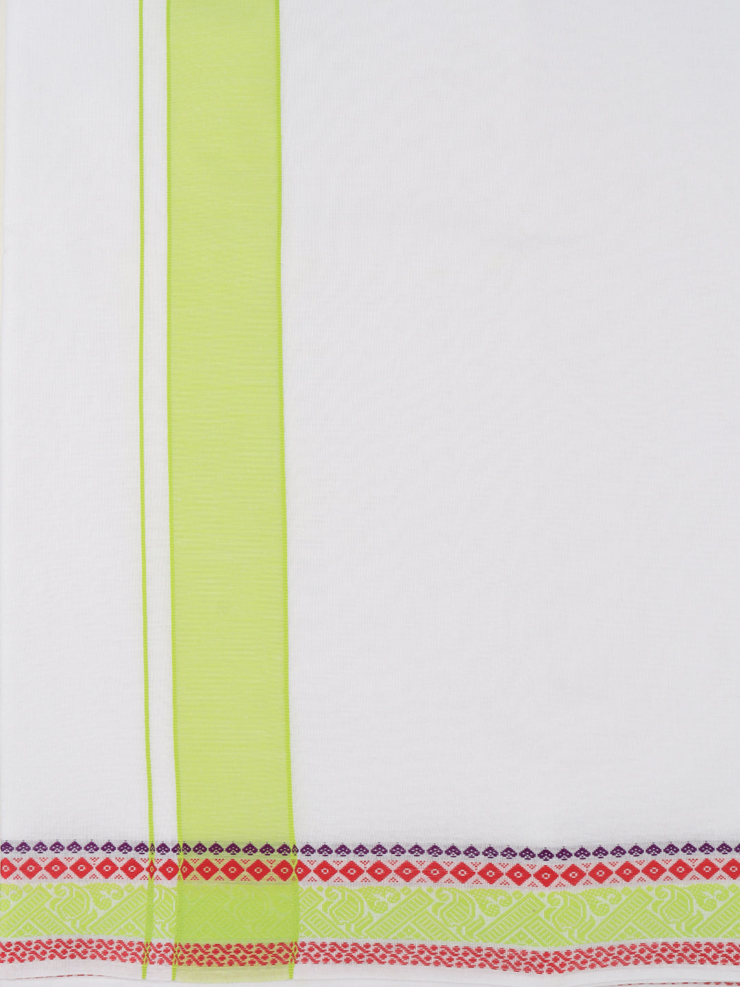 Men Cotton Green Fancy Border Panchakacham with Angavasthram (9+5) JD13