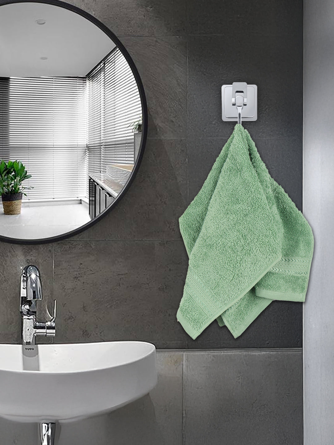 Bamboo Cotton Terry Hand Towel Green HC2 (Pack of 2)