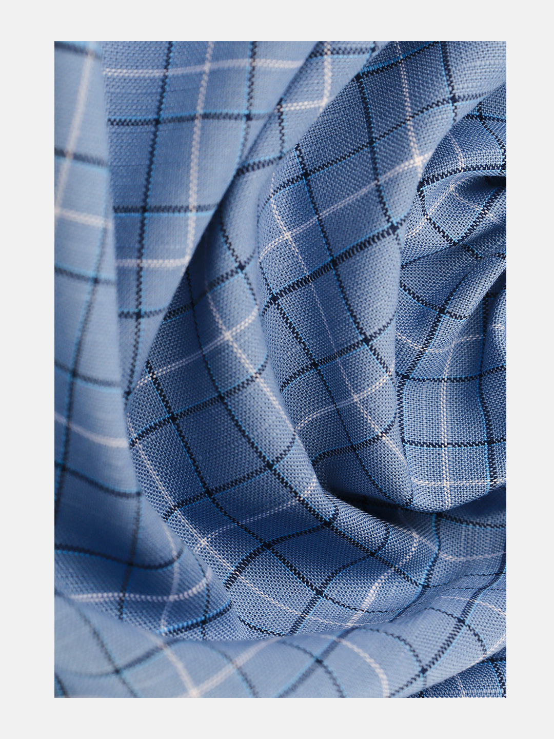 Men 100%Cotton Blue Checked Shirt Fabric Liberty Cotton
