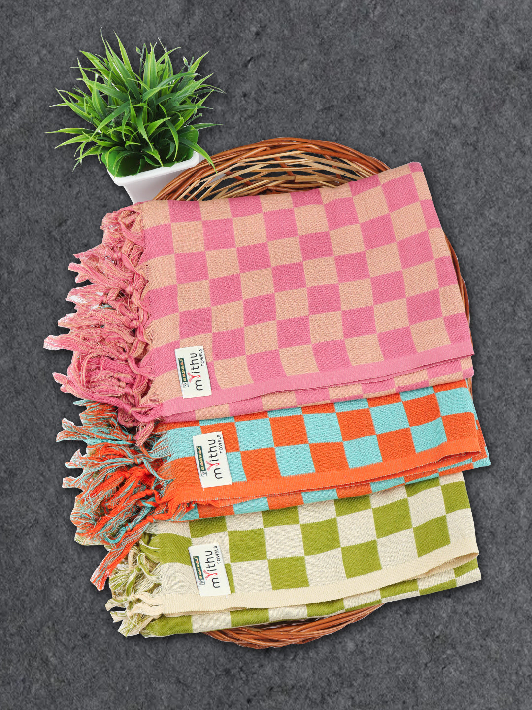 100% Cotton Bath Towel with Assorted Colour Twin Plus 896E