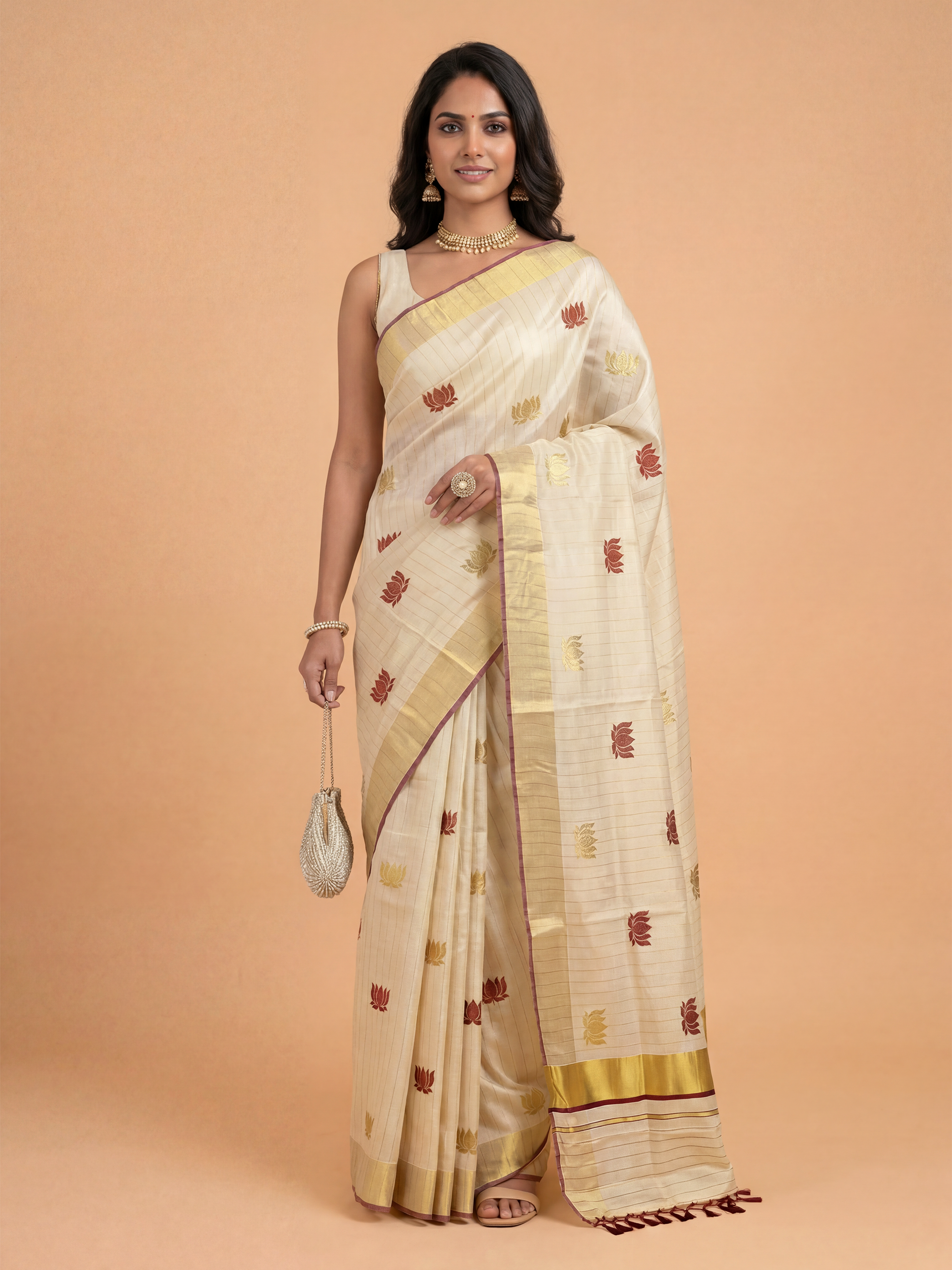 Couple Combo Antique Gold Shirt & Dhoti Set with Saree KLS19