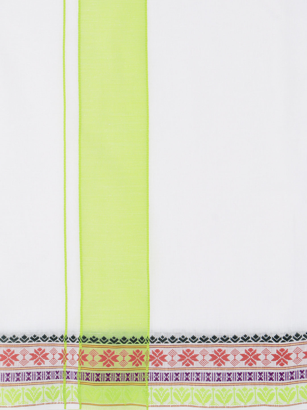 Men Cotton Green Fancy Border Panchakacham with Angavasthram (9+5) JD05