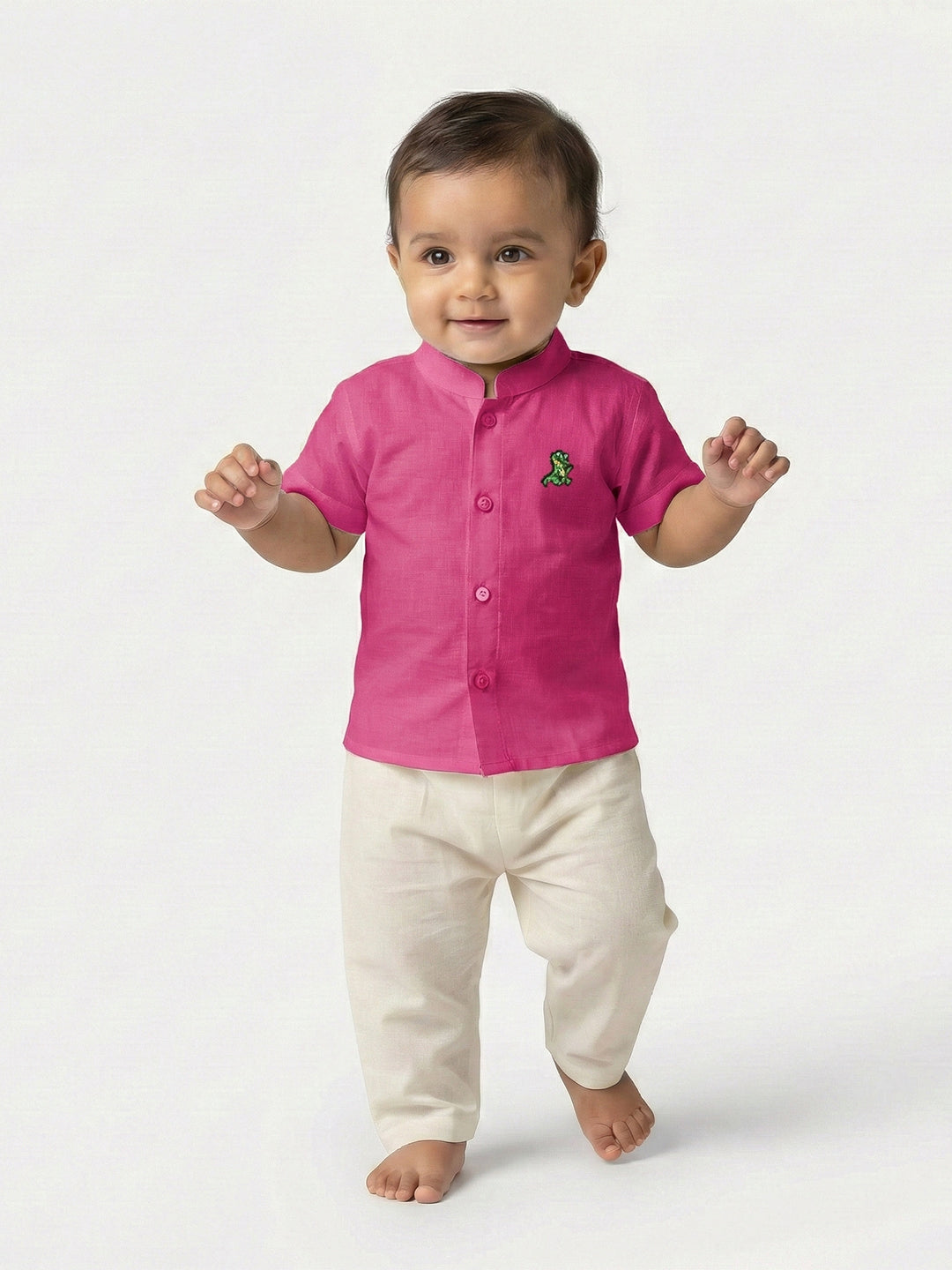 Born Baby Shirt with Pant and Panchakacham Set Pink G7