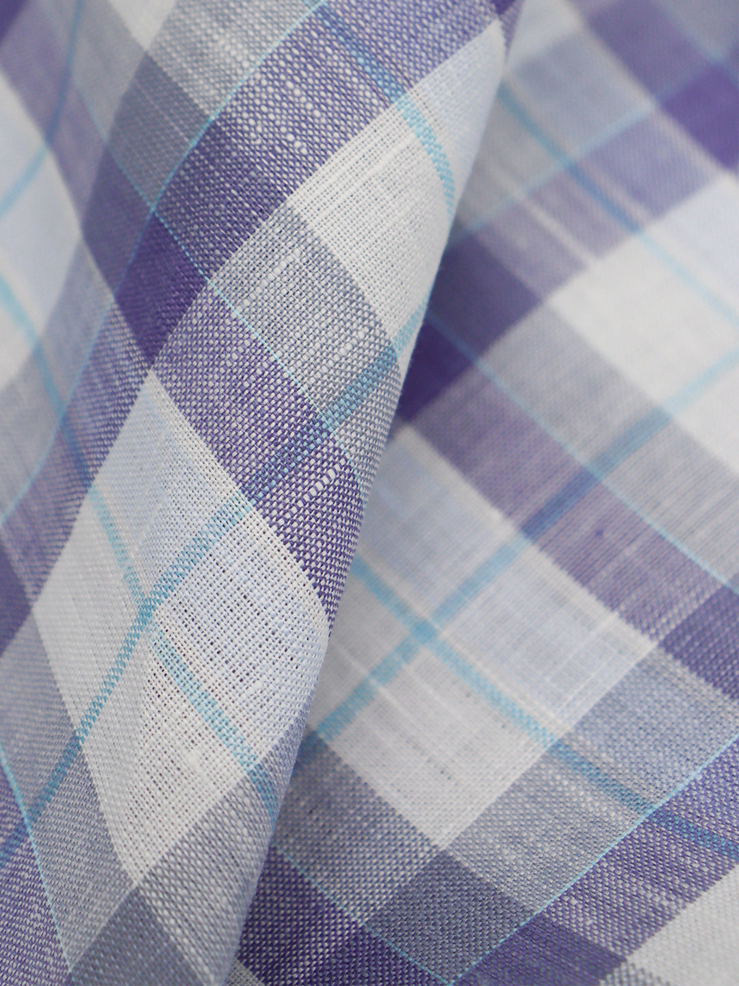 Men Linen Rich Ink Blue Checks Shirt Fabric Prime