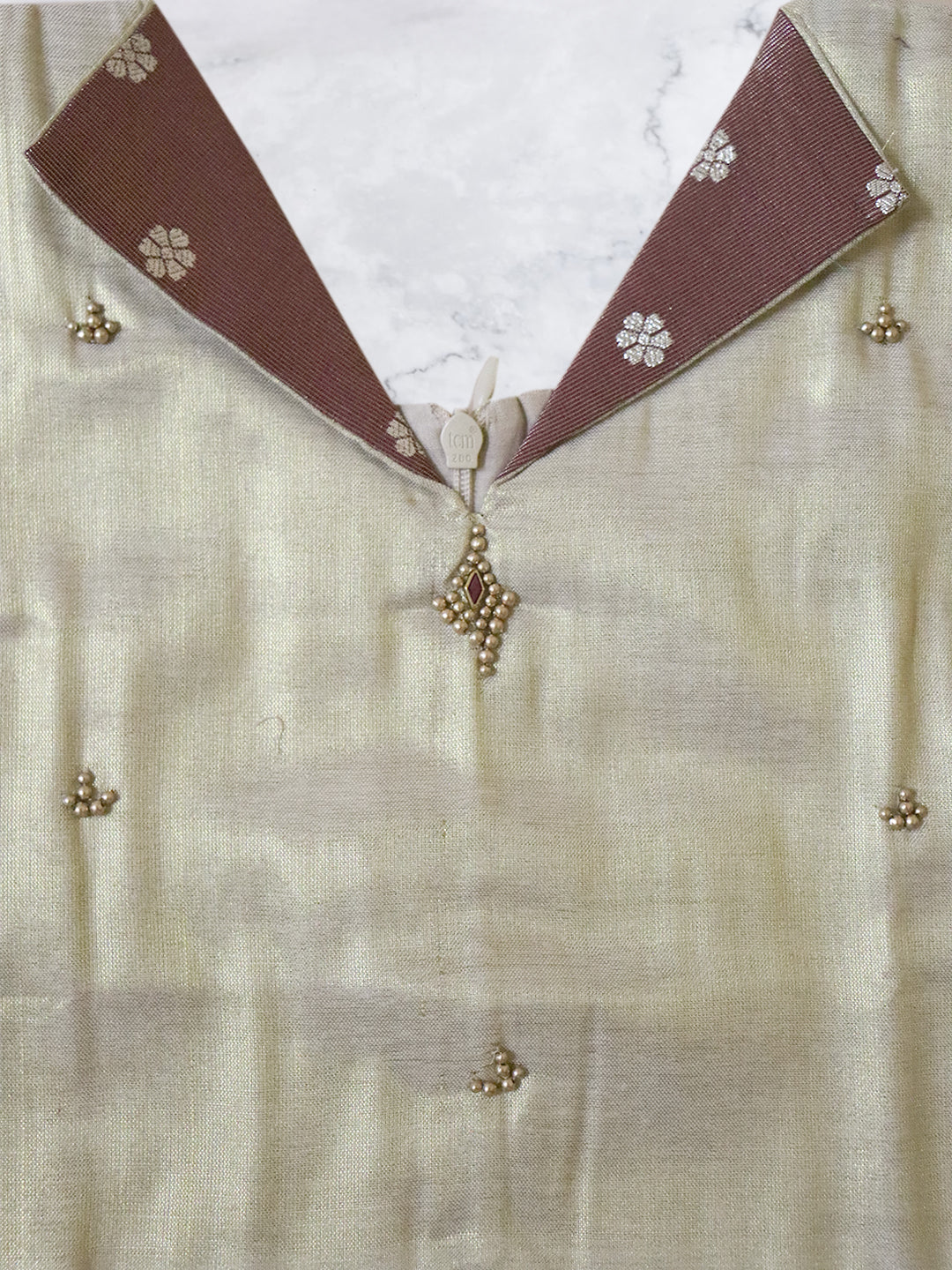 Girls Traditional Silk Cotton Skirt Set Sandal with Brown GPS23