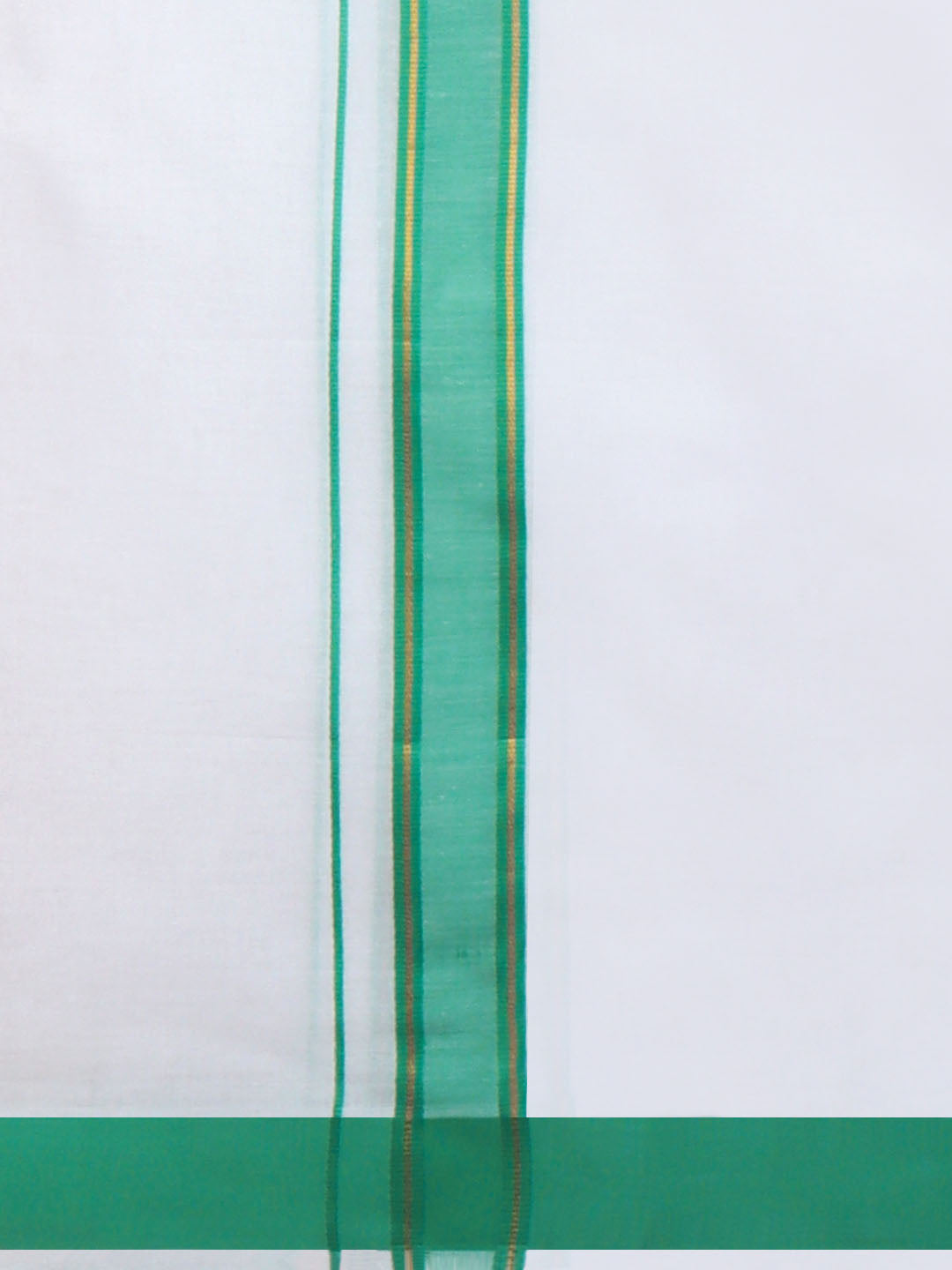 Men Cotton Blend Readymade Double Layer White Dhoti with Fancy Jari Border GFDA07