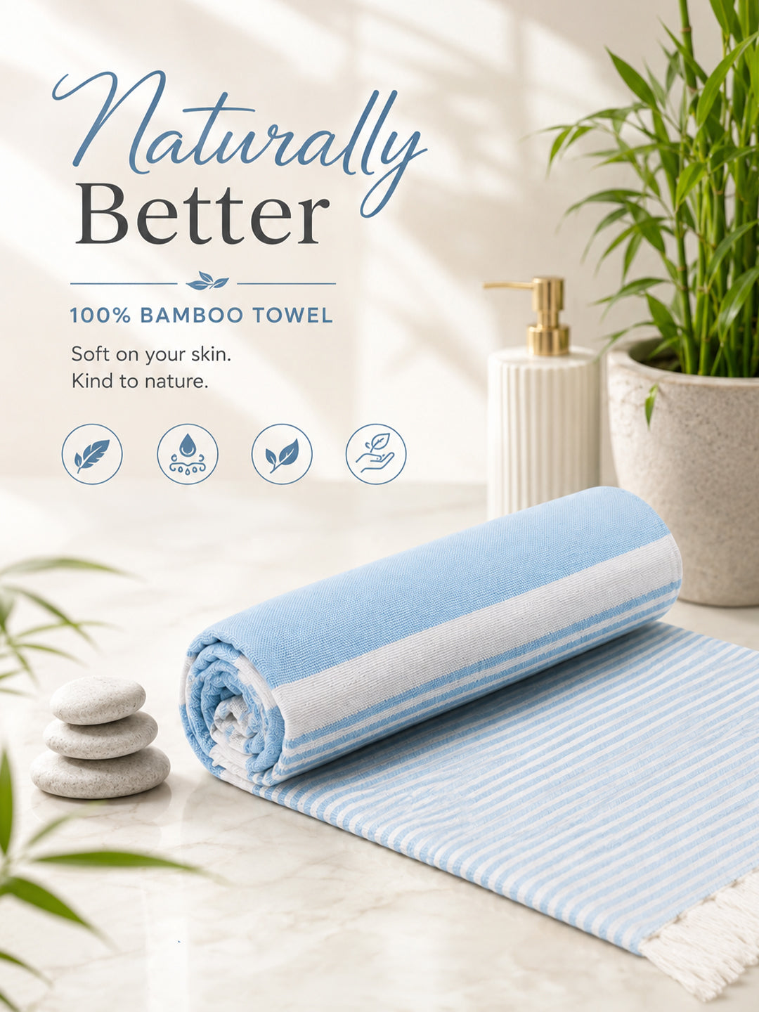 Ultra Soft & Quick Absorbent Bamboo Assorted Colours Bath Towel
