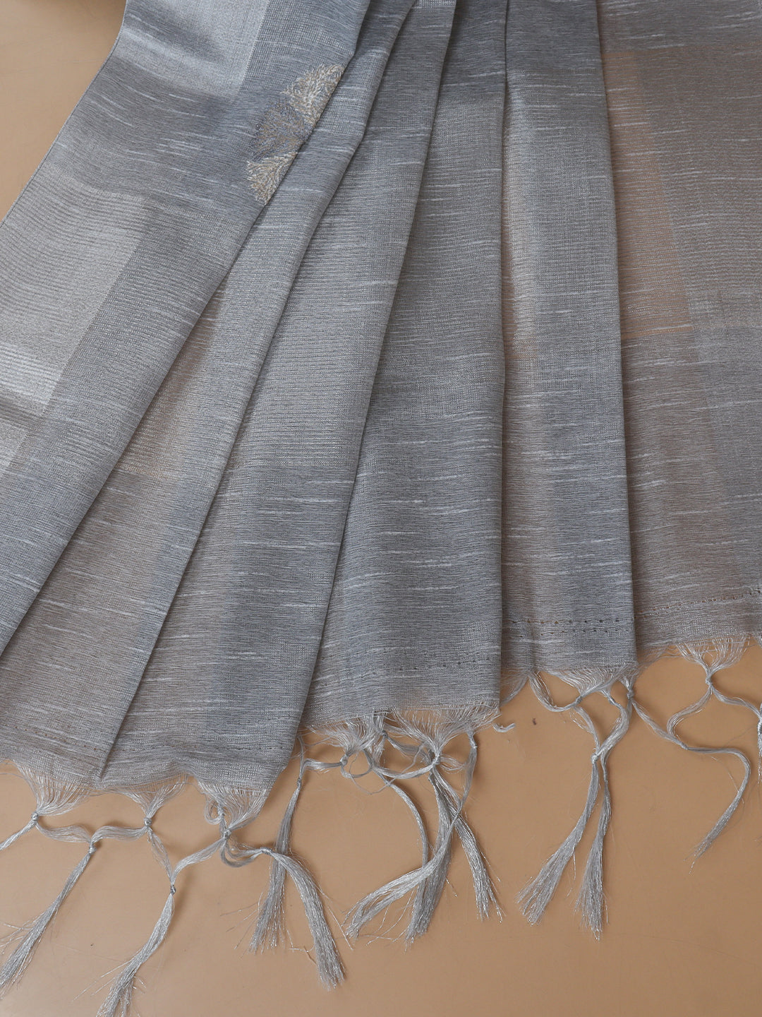 Women Semi Linen Saree Light Grey SL216