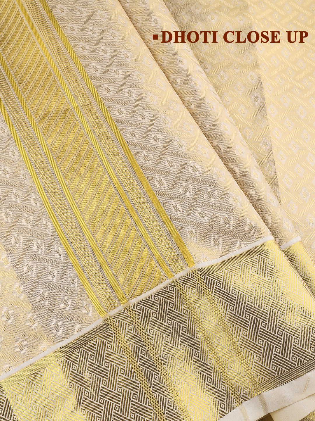 Men Art Silk Wedding Set Dhoti Shirting & Towel Set Gold Brahmotsavam B16(3*1)