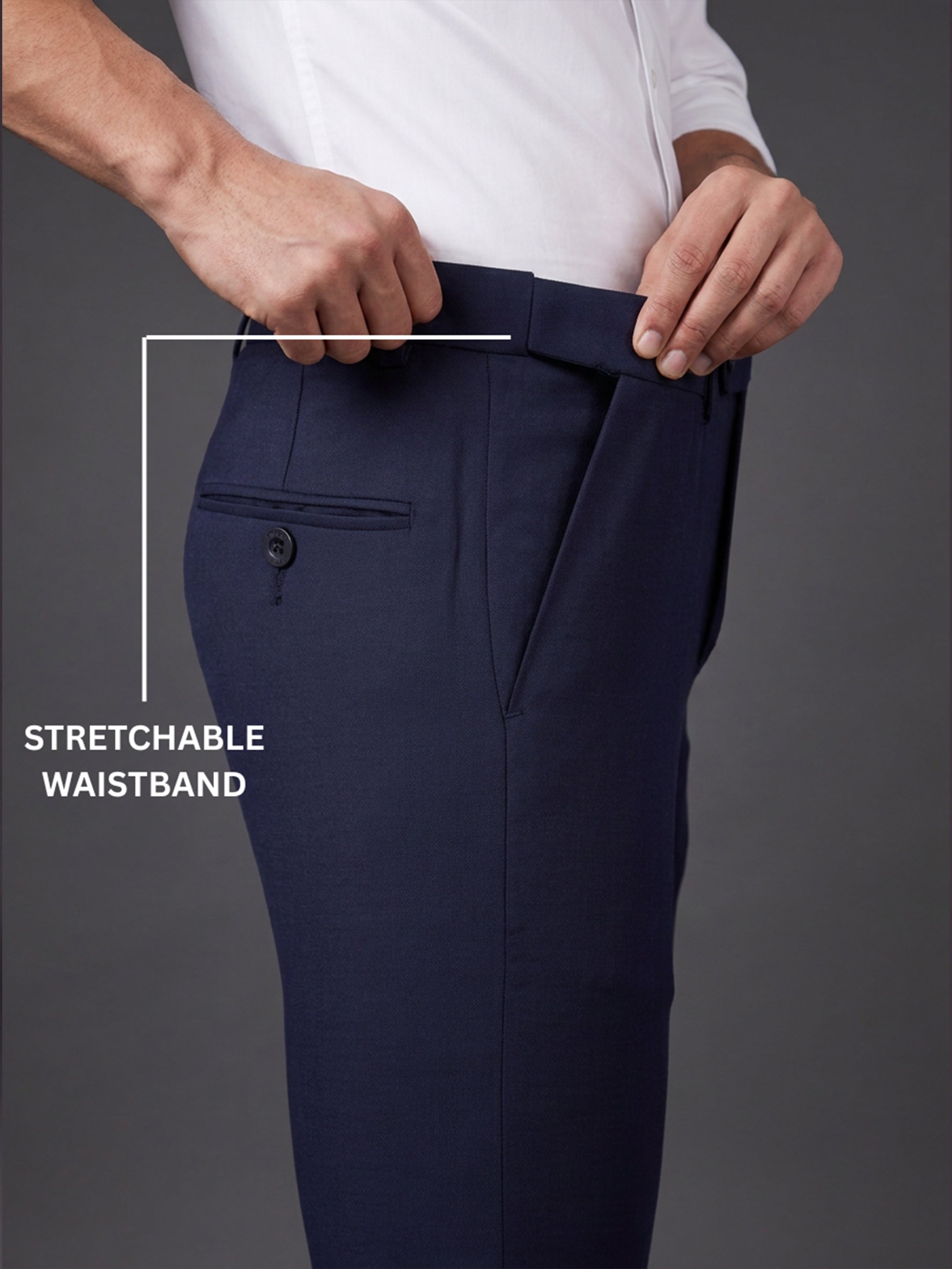 Prima Club Cotton Poly Viscose Stretchable Waistband Dark Blue Pants