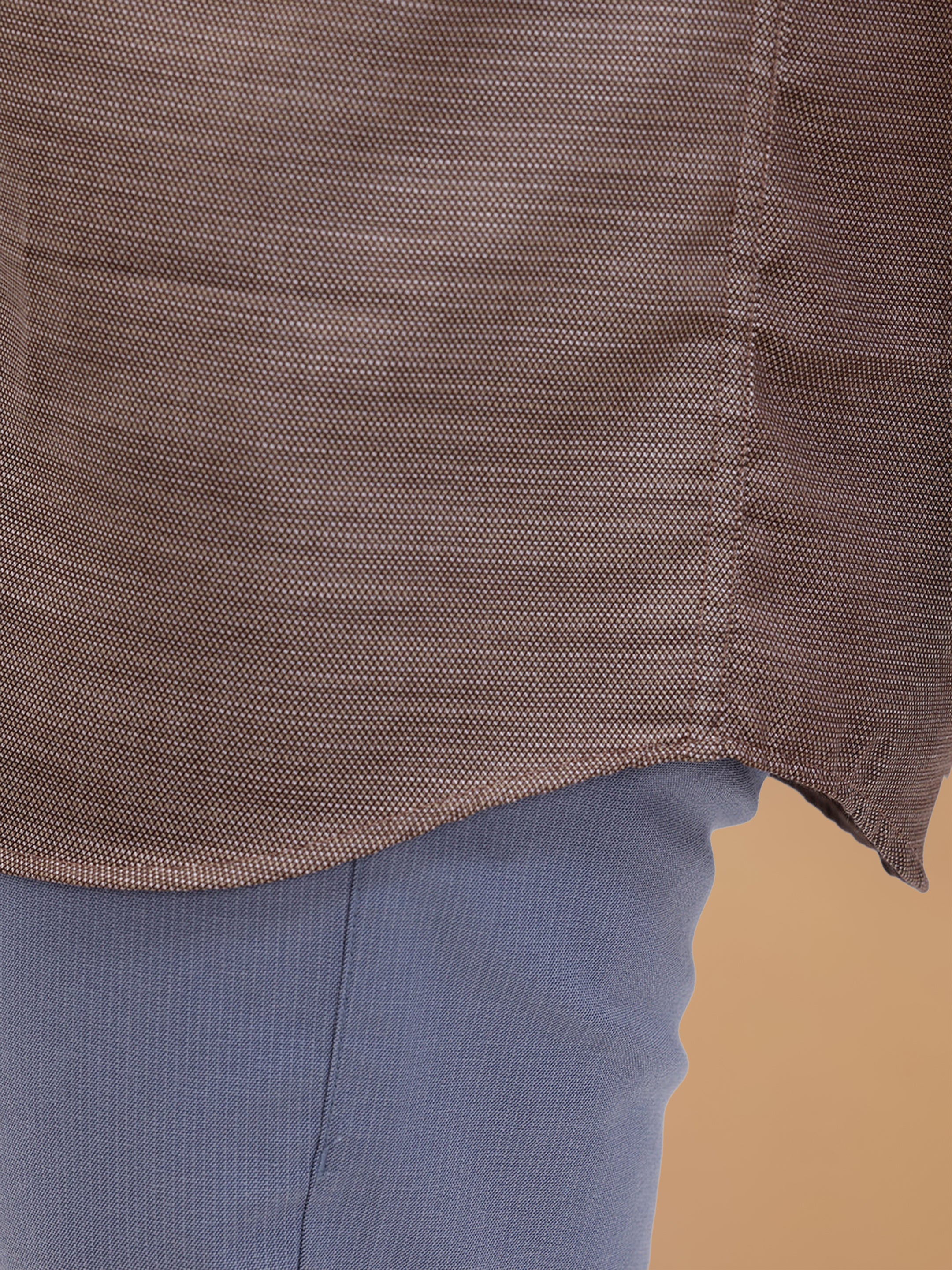 Cotton Rich Brown Dobby Regular Fit Shirt T59 AIT4