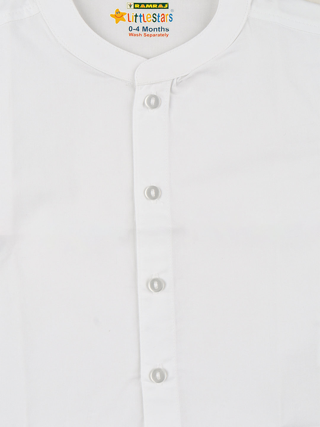 Newborn Baby Traditional Shirt with Dhoti and Panchakacham Set White