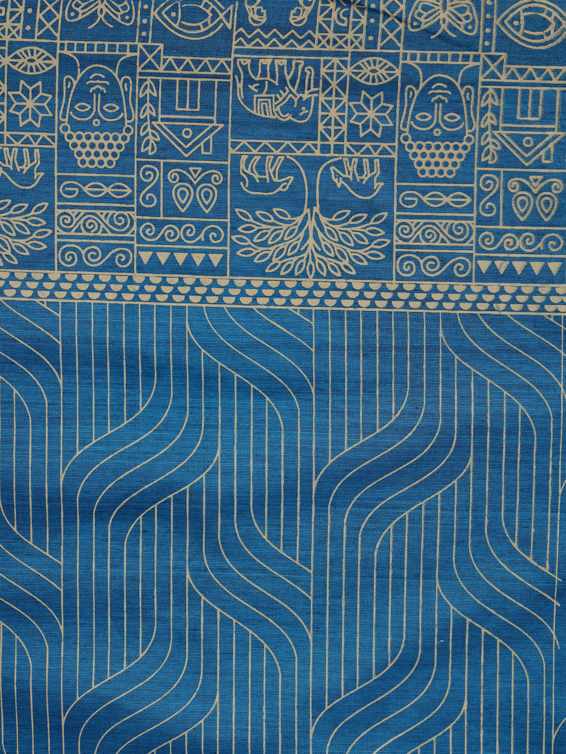 Women Pure Cotton Deep Blue Printed Saree PCS283