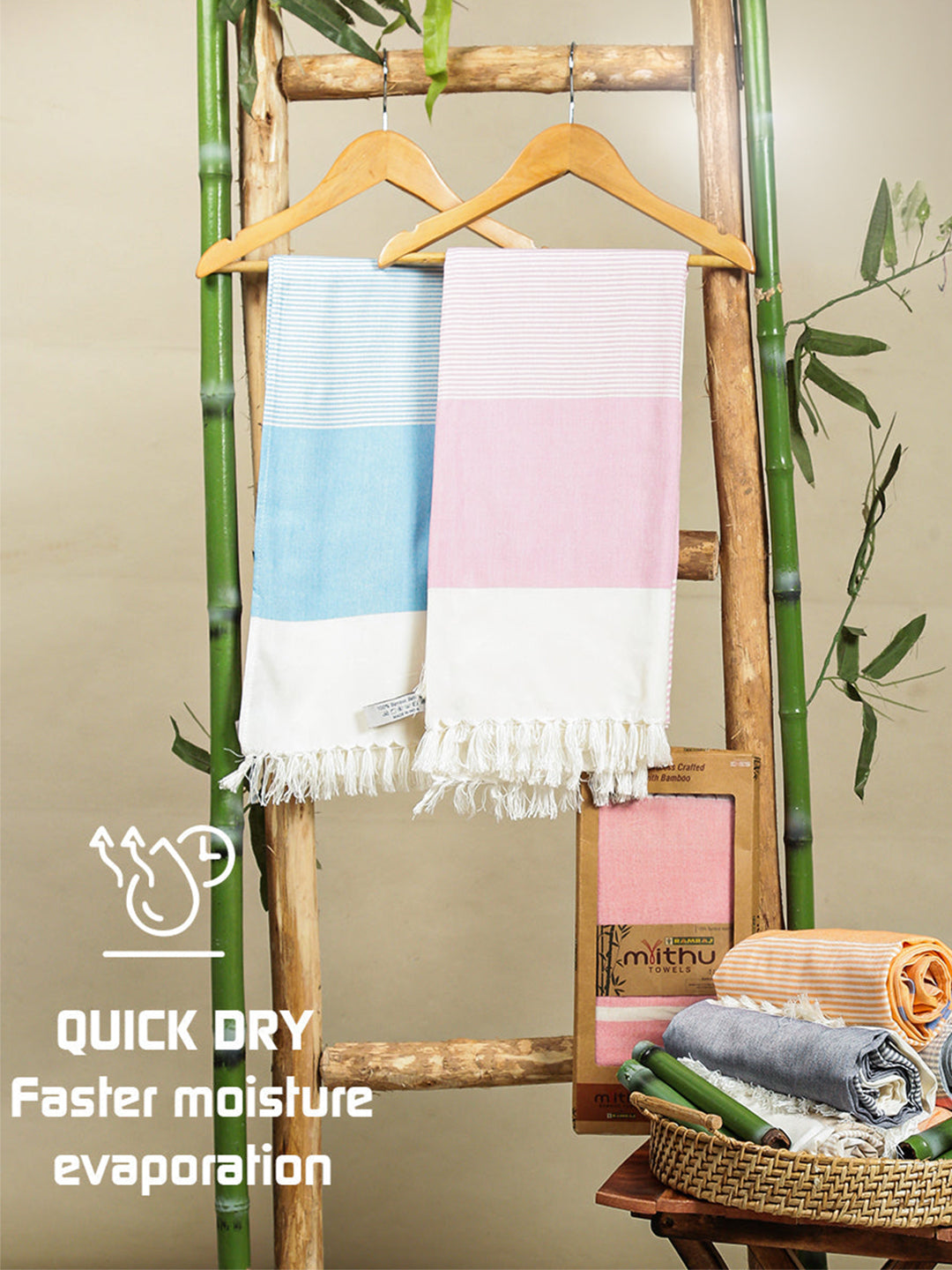 Ultra Soft & Quick Absorbent Bamboo Assorted Colours Bath Towel (Size 0.90mX1.80m)