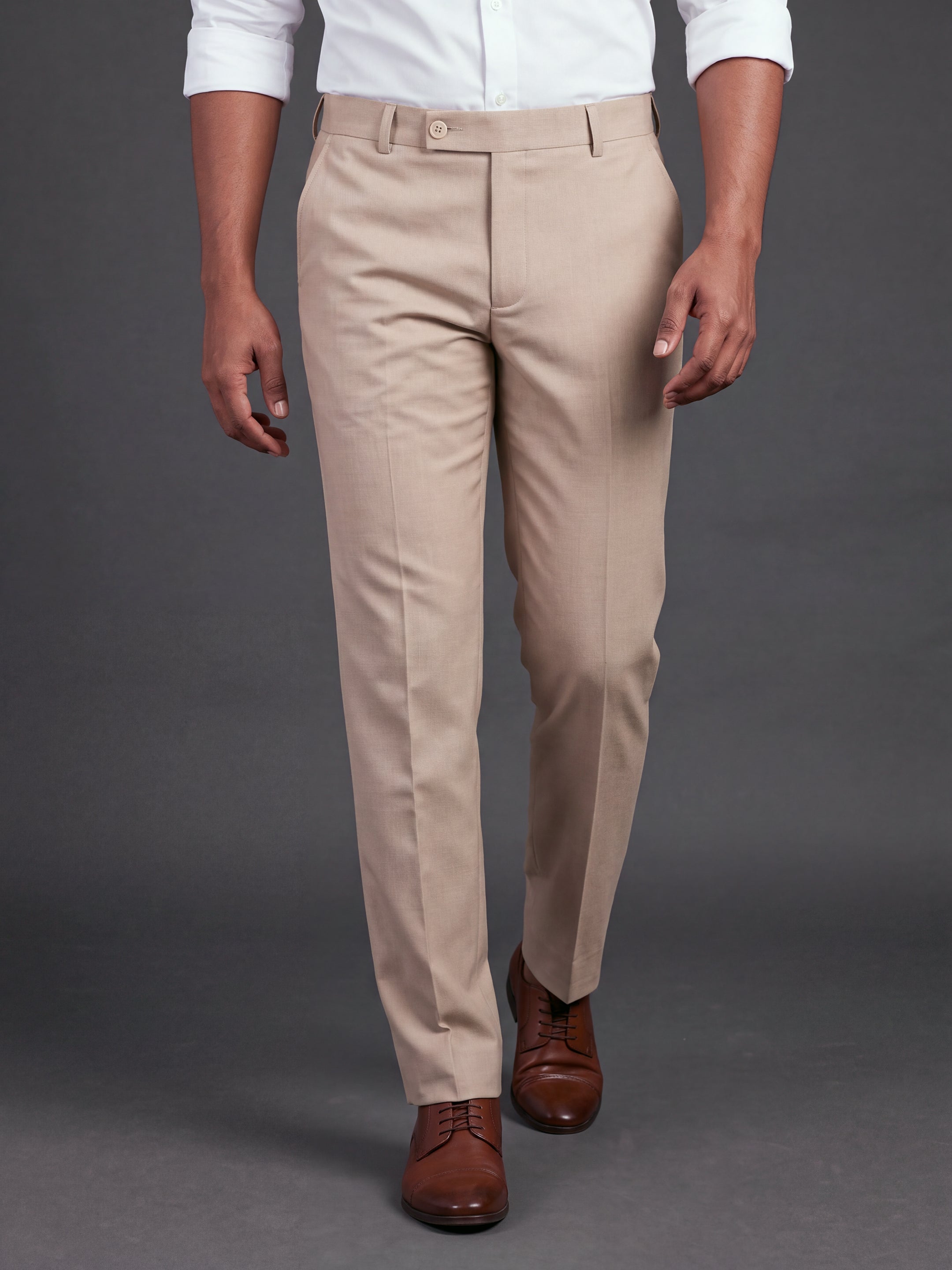 Prima Club Cotton Poly Viscose Stretchable Waistband Khaki Pants