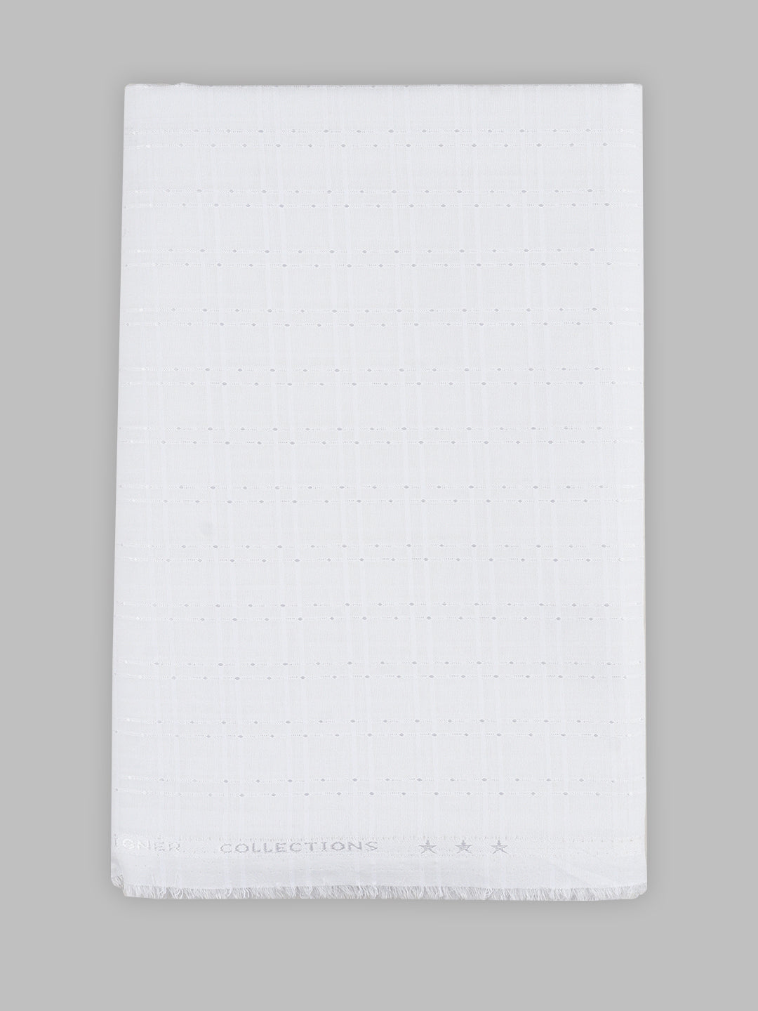 Men Mono Cotton Self Design Shirting White Ideal Dobby 01