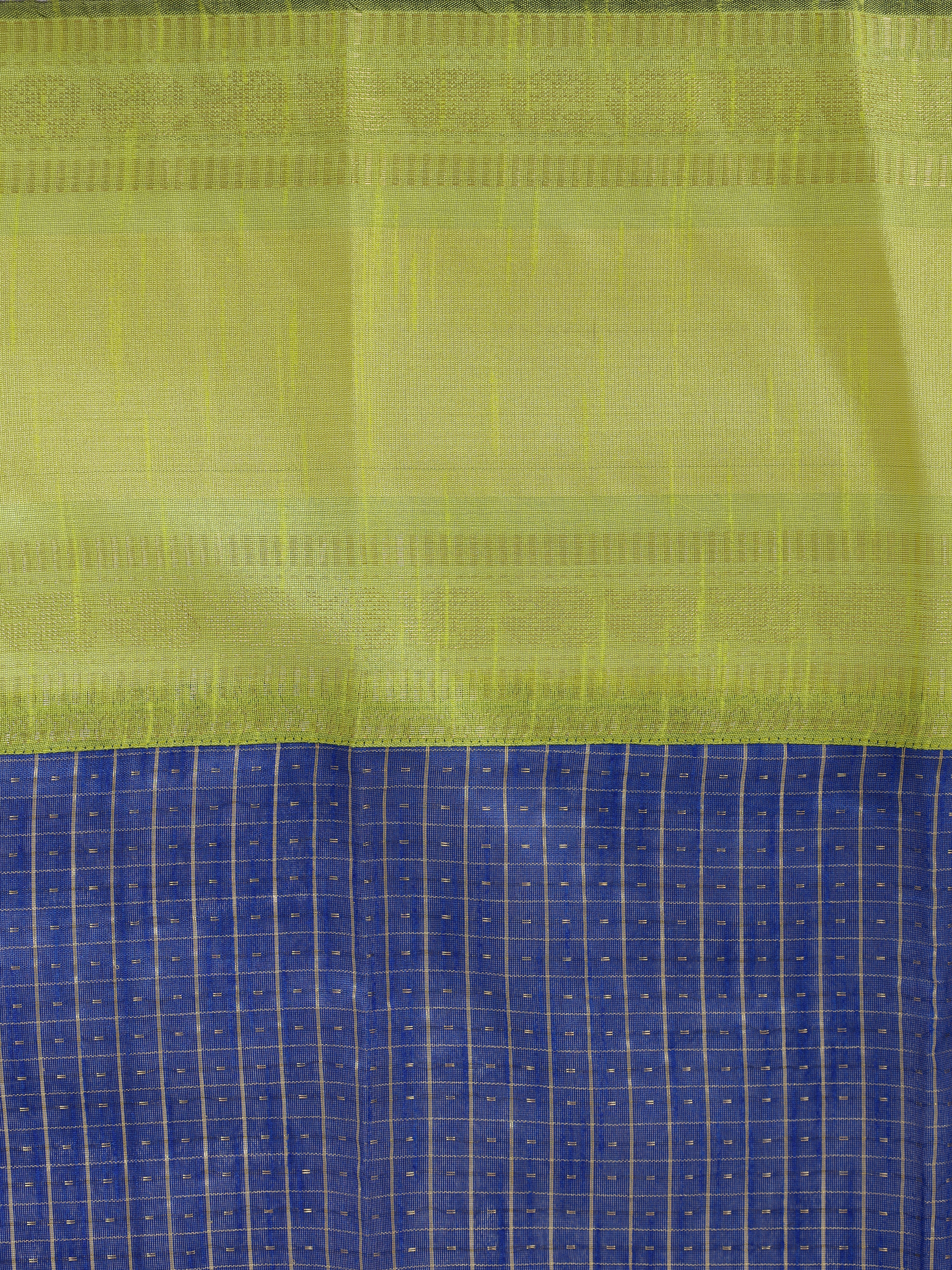 Women Semi Linen Dark Blue Checked Fancy Saree SL262