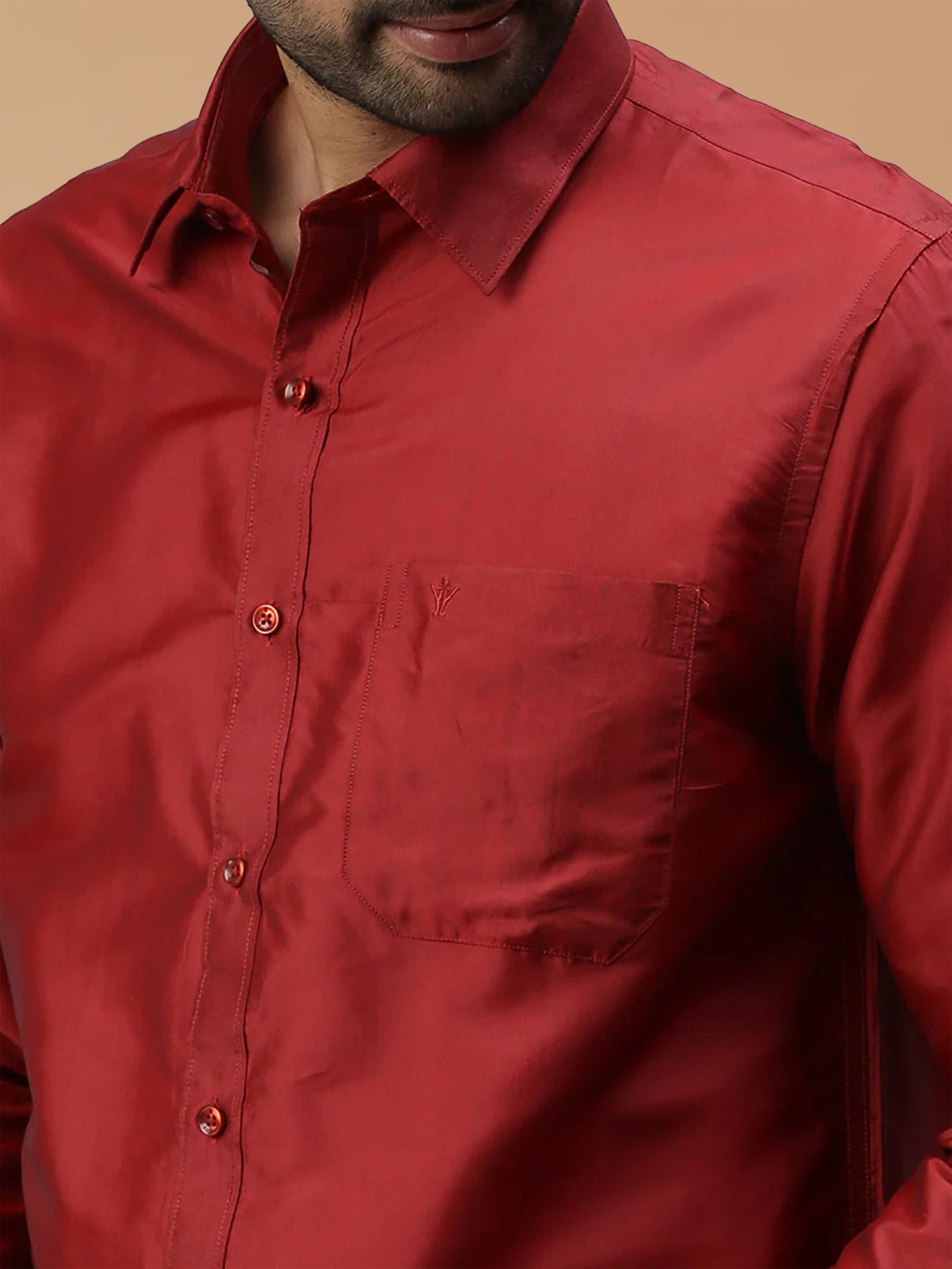 Silk Feel Maroon Shirt - Regular Fit