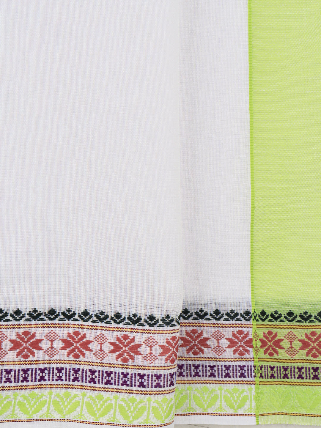 Men Cotton Green Fancy Border Panchakacham with Angavasthram (9+5) JD05