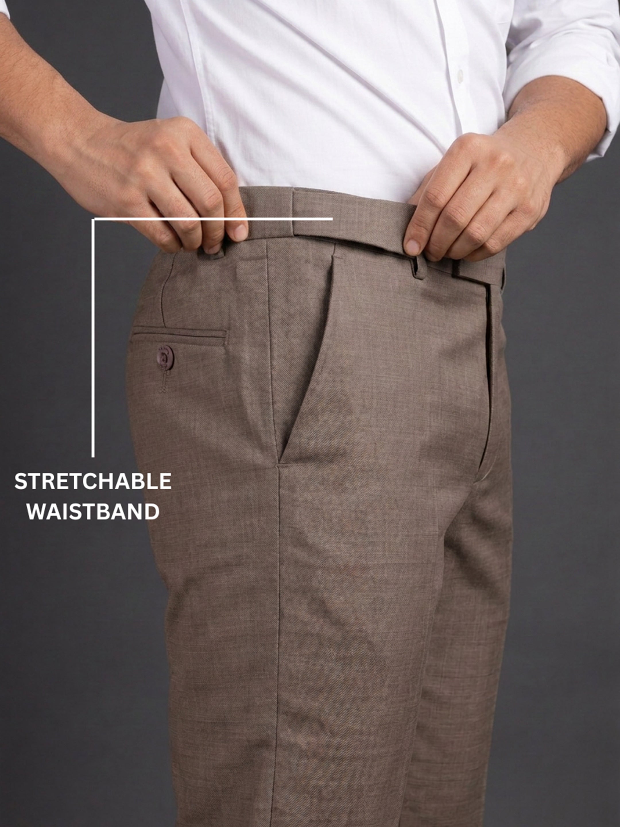 Prima Club Cotton Poly Viscose Stretchable Waistband Brown Pants