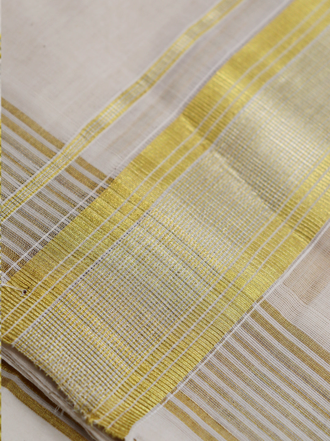 Men Premium Handloom Cream Dhoti with Fancy Jari Border HLM106