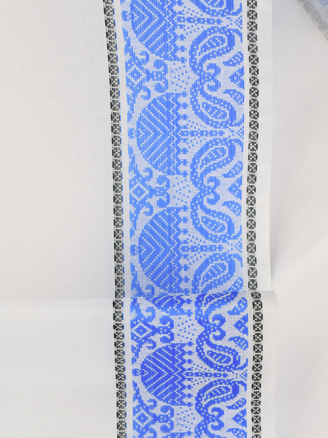 Men Cotton Blue Fancy Border Panchakacham with Angavasthram Srirasthu(9+5) SR47