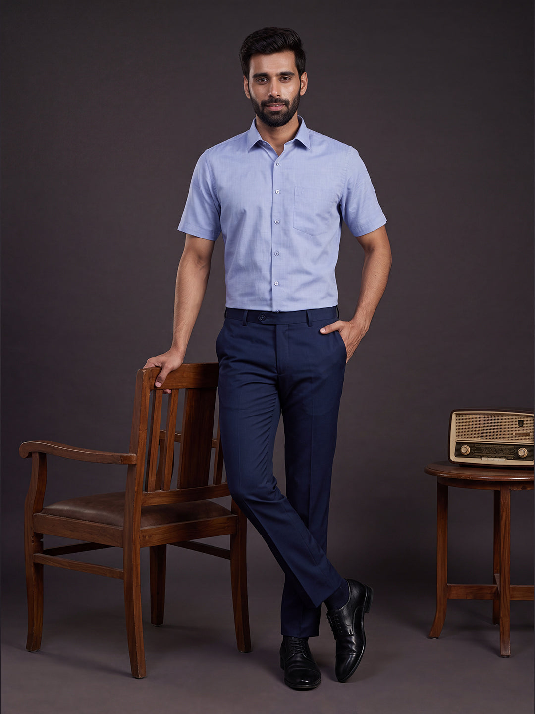 Prima Club Premium Cotton Light Blue Regular Fit Shirt SRCR2